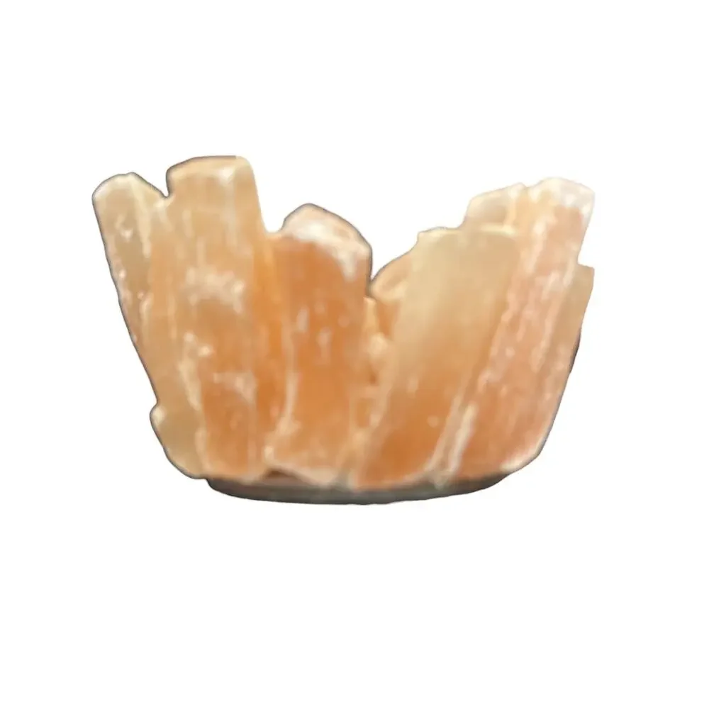 Peach Selenite Crystal Cluster Tea Light Candle Holder